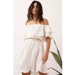 ASTR Chloe Off the Shoulder Ruffle Mini Dress